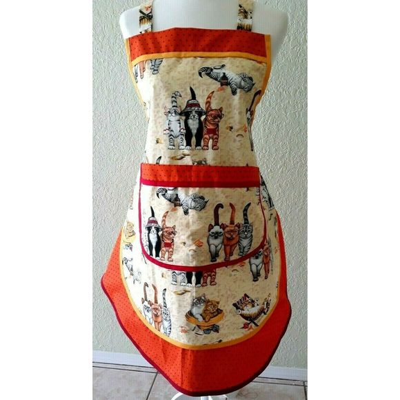 Women's Apron Handmade "Kittens on the Beach" - Picture 6 of 6